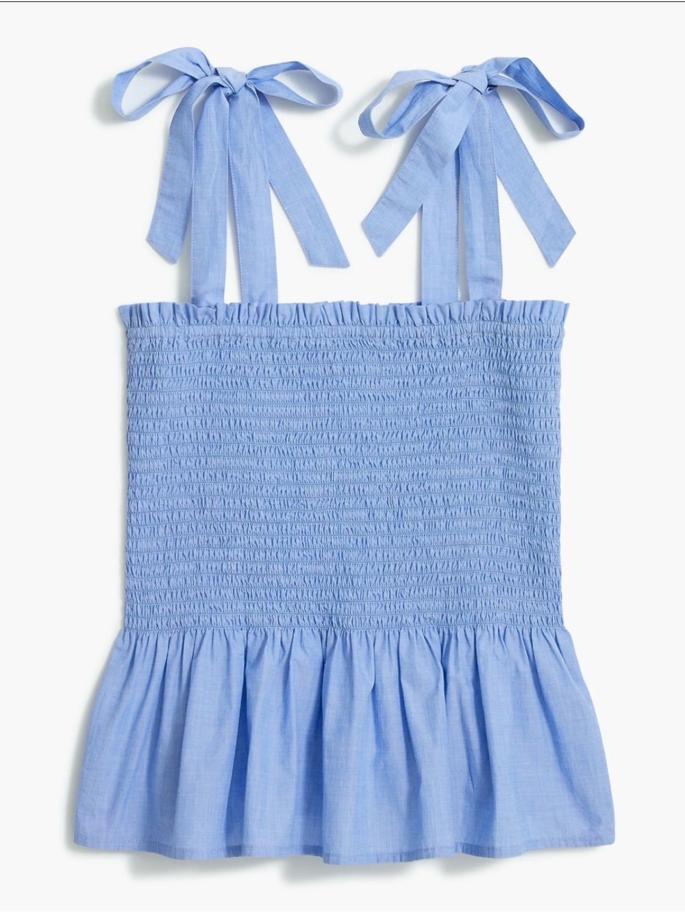 J. Crew Light Blue Smocked Tie-Strap (size L) - Picture 2 of 8